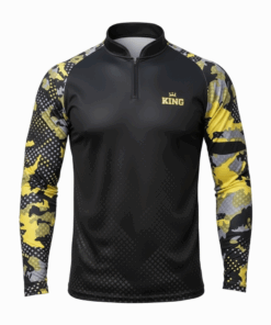 Camisa De Pesca +uv50 Dry Fit Camuflagem Preto Amarelo King