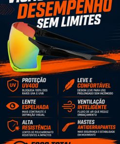 Alternative view of Óculos de Ciclismo Com Três Lentes Preto com Amarelo Neon High One
