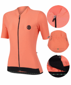 Camisa de Ciclismo Feminina Fiber Coral Mauro Ribeiro Sports