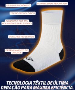 Alternative view of Meia de Ciclismo Masculina Carbon Reflex Branca Mauro Ribeiro