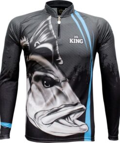 Camisa De Pesca+uv50 Dry Fit Tucunaré Preta Azul King