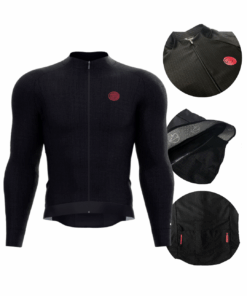 Camisa de Ciclismo Fiber Mangas Longas Preta Mauro Ribeiro