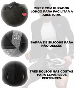 Alternative view of Camisa de Ciclismo Fiber Mangas Longas Preta Mauro Ribeiro