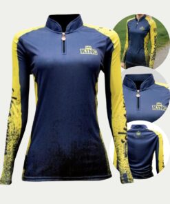 Camisa Esportiva com Proteção Solar Azul e Amarelo King