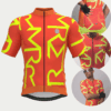 Camisa de Ciclismo Masculina Manga Curta Vermelha e Amarela Identité Mauro Ribeiro
