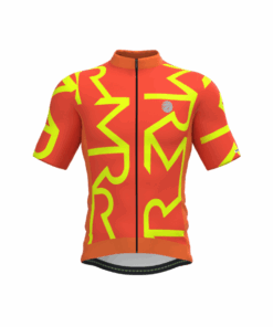 Camisa de Ciclismo Masculina Manga Curta Vermelha Amarela Identité Mauro Ribeiro