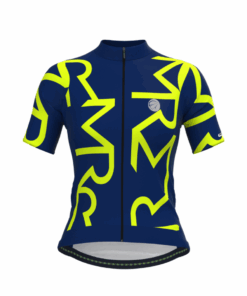 Camisa de Ciclismo Feminina Identité Azul e Amarelo Mauro Ribeiro
