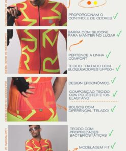 Alternative view of Camisa de Ciclismo Masculina Vermelha Amarela Identité Mauro Ribeiro