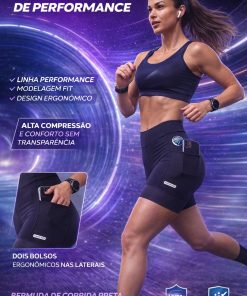 Alternative view of Bermuda de Corrida Preta Feminina Mauro Ribeiro Sports