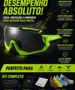 Alternative view of Óculos Ciclismo Corrida Verde Com 5 Lentes Unissex Rockbros