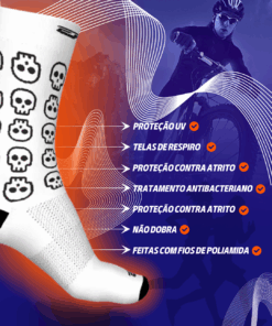 Alternative view of Meia de Ciclismo Unissex Caveira Branco Ert