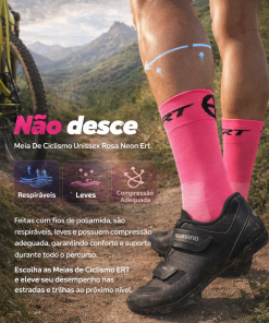 Alternative view of Meia de Ciclismo Unissex Rosa Flour Total Ert