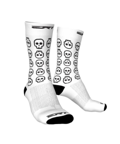 Meia de Ciclismo Unissex Caveira Branco Ert