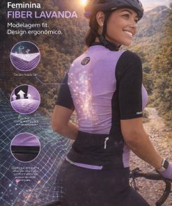 Alternative view of Camisa de Ciclismo Feminina Fiber Lavanda Mauro Ribeiro