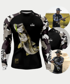 Camisa De Pesca Masculina Preta/Camuflada Na Manga King