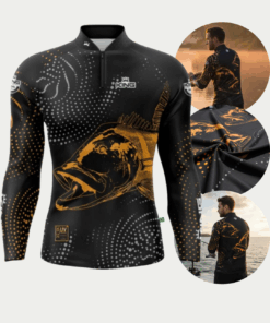 Camisa De Pesca c/ Proteção Solar Tucunaré Preta/Laranja King