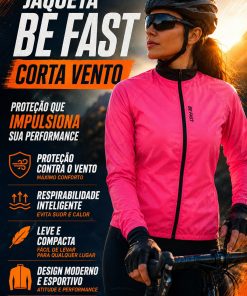Alternative view of Jaqueta Ciclismo Corrida Corta Vento Pink Neon Be Fast