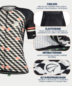 Alternative view of Camisa de Ciclismo Feminina Flow Preta Mauro Ribeiro Sports