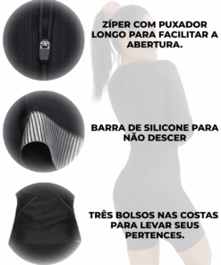 Alternative view of Macaquinho De Ciclismo Fiber Preto Manga Longa Mauro Ribeiro