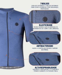 Alternative view of Camisa De Ciclismo Masculina Gravel Pocket Azul