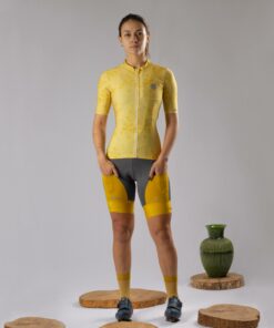 Alternative view of Camisa De Ciclismo Feminina Gravel Floral Amarela Mauro Ribeiro