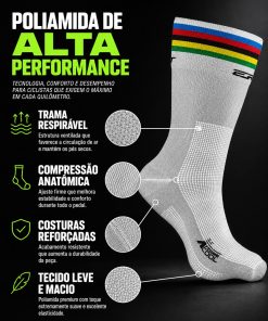 Alternative view of Meia de Ciclismo Unissex Campeão Mundial Branco Ert