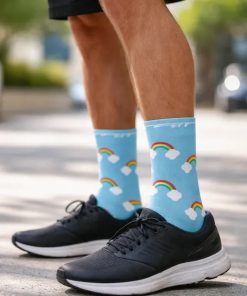 Alternative view of Meia de Ciclismo Unissex Rosa Arco-Iris Ert