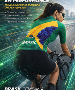 Alternative view of Camisa Ciclismo Feminina Brasil Verde 2025 Mauro Ribeiro