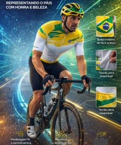 Alternative view of Camisa de Ciclismo Masculina Brasil Branca 2025 Mauro Ribeiro Sports