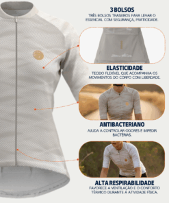 Alternative view of Camisa Ciclismo Fem Manga Curta Intense Bege Mauro Ribeiro