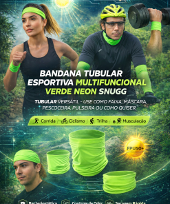 Alternative view of Bandana Tubular Esportiva Multifuncional Verde Neon Snugg