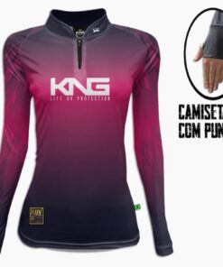 Camisa de Pesca Feminina +UV50 Tecno Dry Fit Preta King