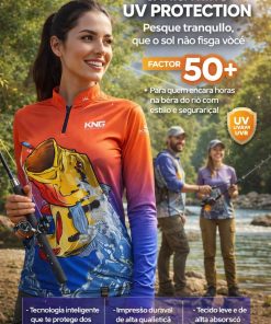 Alternative view of Camisa De Pesca com Proteção Solar Fem Peixe Tucunaré Laranja King
