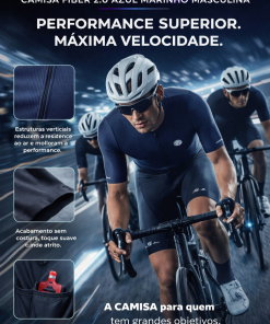 Alternative view of Camisa De Ciclismo Masculina Fiber 2.0 Azul Marinho Mauro Ribeiro