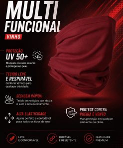 Alternative view of Bandana Tubular Esportiva Multifuncional Vinho Febe Fitness