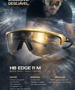 Alternative view of Óculos Esportivo HB Edge R M Gra Black Gold Gold Chrome