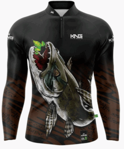 Camisa De Pesca +UV50 Dry Fit Traíra Preto Marrom King