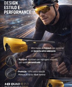 Alternative view of Óculos Esportivo HB Quad R 2.0 Matte Black Gold Chrome