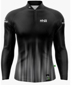 Camisa De Pesca +UV50 Dry Fit Preto e Cinza King