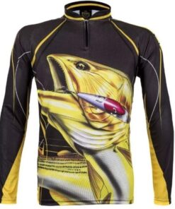 Camisa De Pesca +UV50 Dry Fit Dourado Preto King