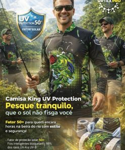 Alternative view of Camisa De Pesca +UV50 Dry Fit Tucunaré Verde Preto King