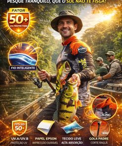 Alternative view of Camisa De Pesca +UV50 Tucunaré Preto Cinza Laranja King