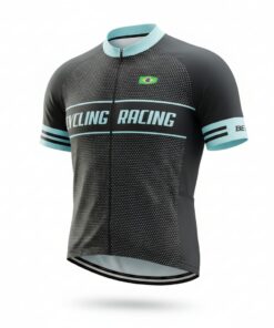 Camisa De Ciclismo Masculina Preta Bolinha Azul Be Fast
