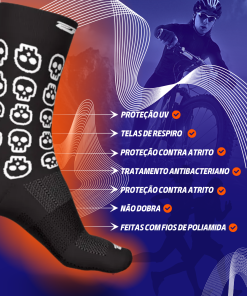 Alternative view of Meia de Ciclismo Unissex Caveira Preta Ert