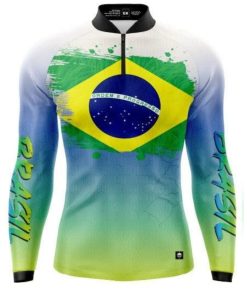 Camisa Esportiva Unissex+UV50 Brasil Branca Agro