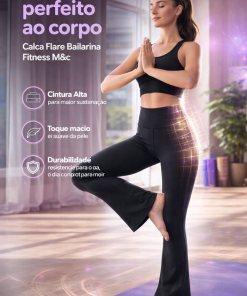 Alternative view of Calça Flare Esportiva Preta Com Compressão M&C