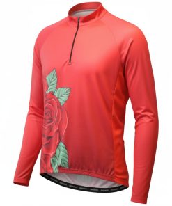 Camisa De Ciclismo Feminina Vermelha Flor Be Fast