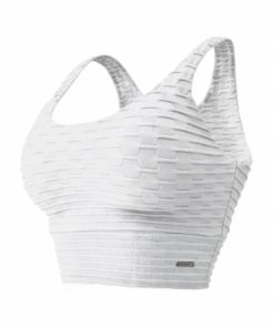 Top Cropped Fitness Off White Alta Sustentação Cós Largo Delicate M&C