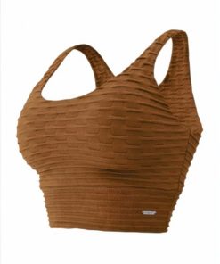 Top Cropped Fitness Caramelo Alta Sustentação Cós Largo Delicate M&C
