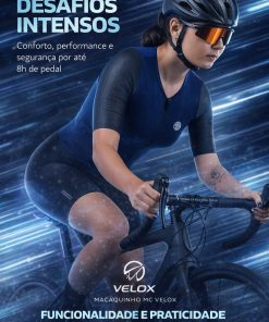 Alternative view of Macaquinho de Ciclismo Feminino Velox Azul Mauro Ribeiro